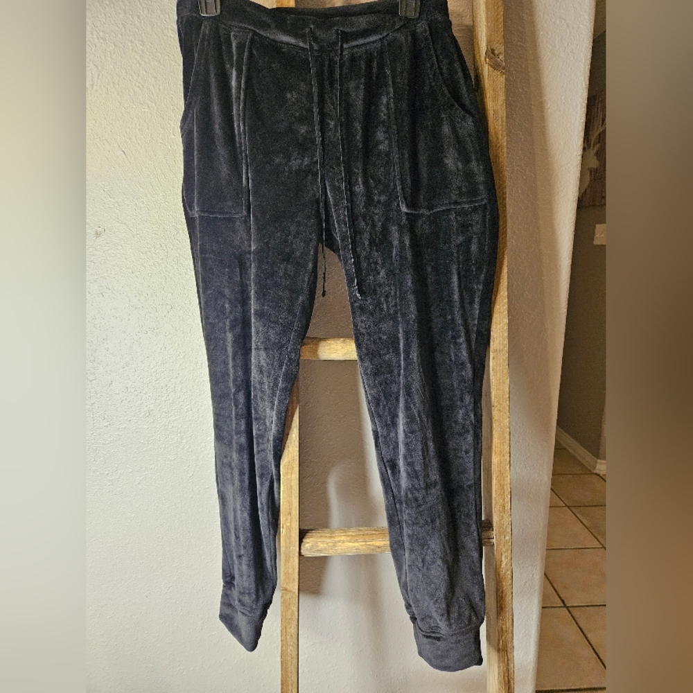 House of harlow 1960 pants womens medium black velvet velour joggers